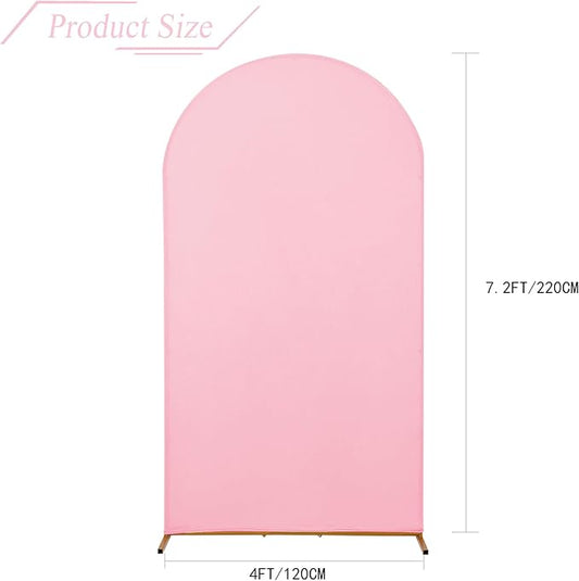 bricia Wedding Arch Backdrop Stand Cover, 7.2FT Double Sided Stretchy Arch Cover Fitted Wedding Birthday Party Banquet Decoration (Pink 86.4''Lx48''W)