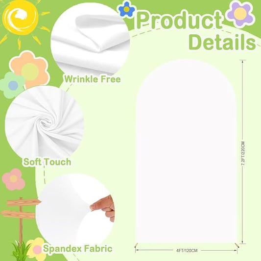 White Wedding Arch Cover Spandex Fitted Arch Covers Stretchy Backdrop 7.2ft Arch Cover for Round Top Stand Balloon Arch Backdrop for Baby Shower Banquet Party Wedding Ceremony Arch Abors