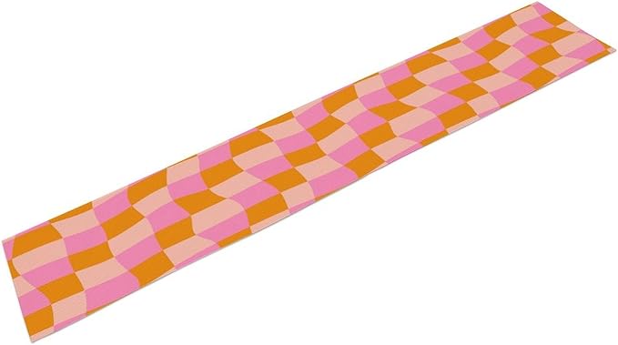 Checkered Table Runner Orange Retro 60s70s Boho Style Kitchen Restaurant Decoration Suitable for Indoor and Outdoor Festival Home Wedding Party Table Runner 13x70 Inch