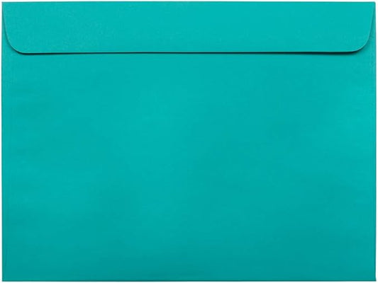JAM PAPER 9 x 12 Booklet Colored Envelopes - Sea Blue Recycled - 25/Pack