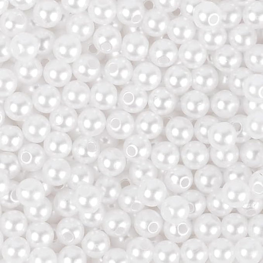 600pcs White Pearl Beads Bulk,8mm Round White Pearl Beads for Craft Loose Fake Pearl beads with Holes for Bracelets Necklaces Jewelry Making Crafts Pearl Bead Handle Chain Decorations and Vase Fillers