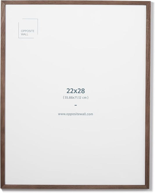 Opposite Wall - 22x28 in - Dark Solid Oak Wood Picture Frame - Lightweight, Versatile & Shatterproof - Wall Hanging Poster or Photo Frame - Wall Decor for Office, Gallery & Home