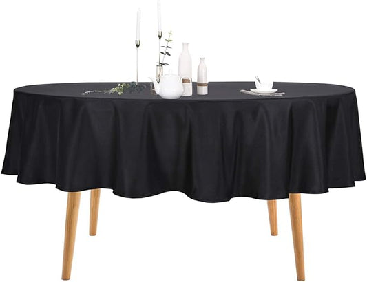 Ascoza 2pack 70 Inch Black Round Tablecloth in Polyester Fabric for Wedding/Banquet/Restaurant/Parties