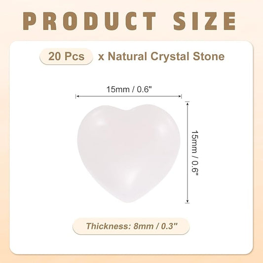 PATIKIL 20 Pcs Natural Heart Shaped Crystal Stone, 0.6 Inch Mini Polished Love Gemstone Crystal, Pocket Rock Engraved Worry Stones for Women Gifts Meditation, Pink