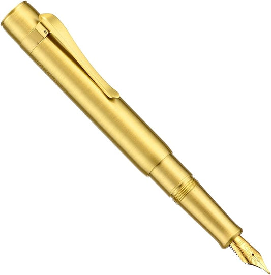 Hongdian M2 Black Forest Mini Fountain Pen, Fine Soft Golden Nib & Sleek Shape Brass Short Pocket Travel Pen (Glossy Brass)