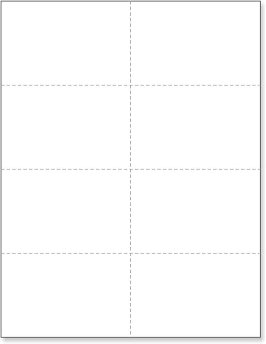 NextDayLabels - Blank Perforated Printable Cardstock, 8 Cards per Sheet, 125# tag - for laser and inkjet printer, 4-1/4" x 2-3/4" Each Card - 800 Cards - made in the USA