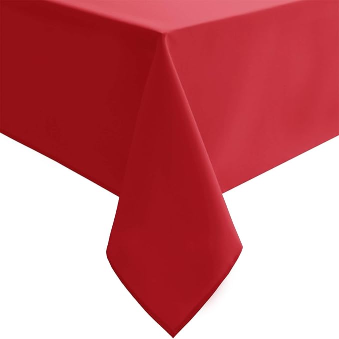 Hiasan Red Tablecloth Rectangle - Wrinkle Resistant and Waterproof Dining Room Washable Christmas Table Cloth, Polyester, 54 x 108 Inch