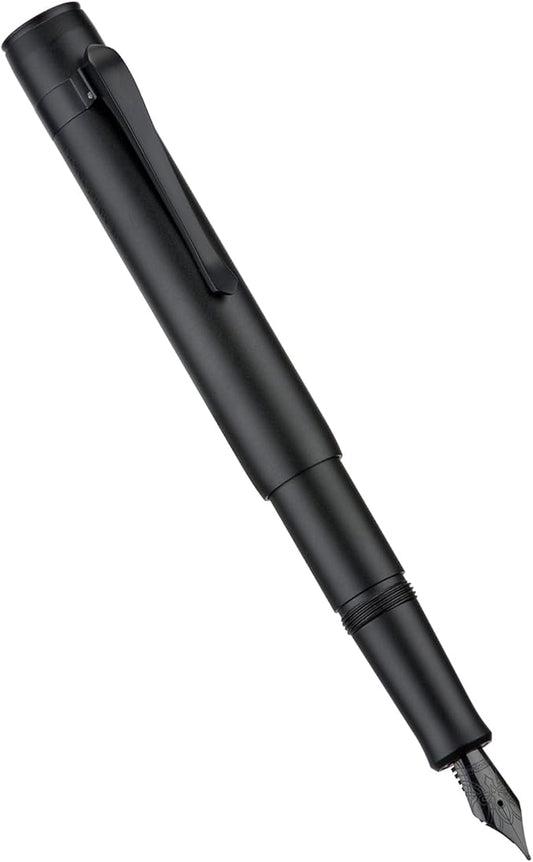 Hongdian M2 Black Forest Mini Fountain Pen, Medium Soft Nib & Sleek Shape Aluminium Short Pocket Travel Pen (Matte Black)