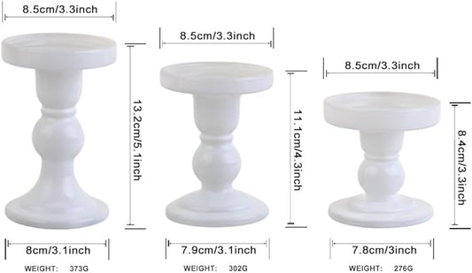 6-Piece Set of White Glass Candlestick, Crystal Candlestick Holder Holder and Conical Candle, Christmas Candle Holder Decoration, Family Living Room Wedding Candle Holder (white2sets)