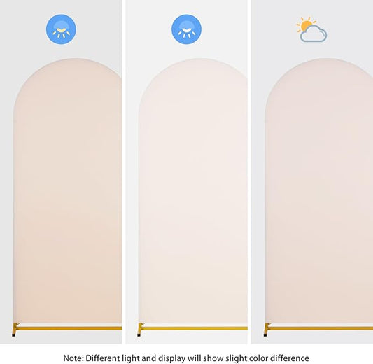 SoarDream Beige Wedding Arch Backdrop Cover 6.6FT Spandex Fitted Beige Wedding Arch Covers Round Top Chiara Arches Backdrop Cover Fabric for Birthday Balloon Party Decoration