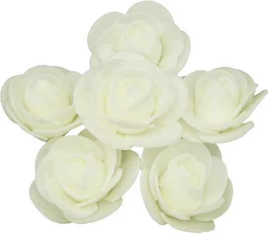 Artificial Flowers 100PCS 3CM Mini Fake Roses for DIY Wedding Bouquets Centerpieces Party Baby Shower Home Decorations (Ivory)