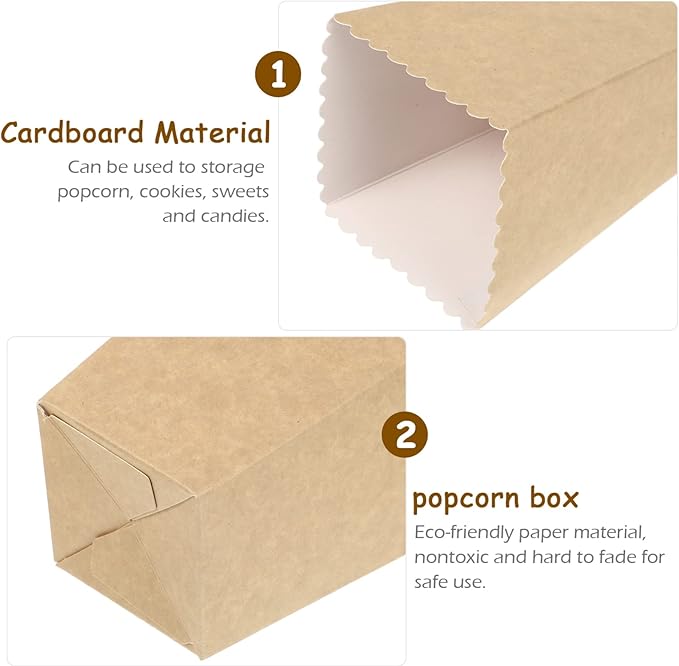 BESTOYARD 50Pcs Paper Popcorn Boxes, 5.3 X 3.5 Inch Individual Serving Snack Containers, Reusable Oil-Proof Open-Top Bulk for Family Couples Movie Nights, Weddings, Birthday Parties, Baby Showers