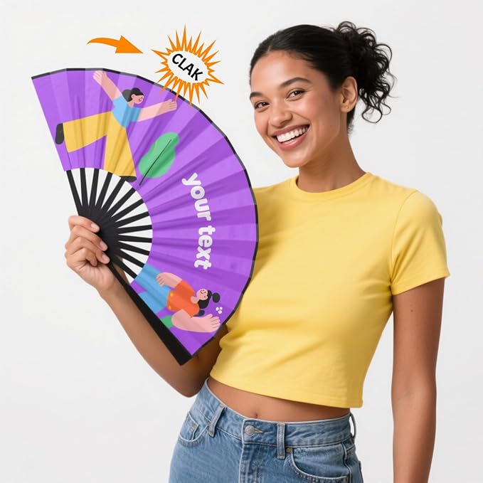 Custom Fans with Your Photo/Text - Personalized Folding Hand Fan for Line Dancing, Weddings, Parties | Decorative Gift for Women, Church Events & Dance Performances (20, 10 Inch)