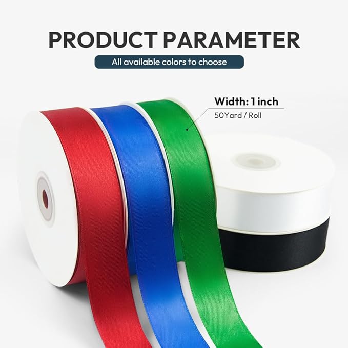KMER LIFE 1 inch Wide x 50 Yards Golden Single Faced Polyester Satin Ribbon, Golden Satin Ribbon Perfect for Wedding Decor, Wreath, Crafts, Gift Wrapping & Other Projects (Golden)