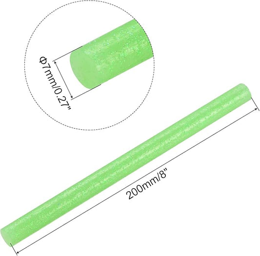 uxcell 20pcs Hot Glue Sticks for Glue Gun 7mm/0.27-inch x 8-inch Mini Hot Melt Adhesive Glue Stick Glitter Light Green