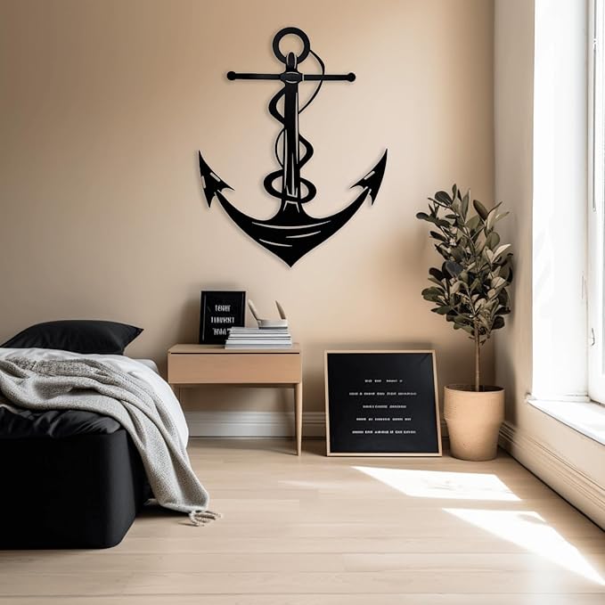 XXQ Anchor Metal Wall Decor, Anchor Metal Wall Art for Bedroom Living Room Dorm Antique Anchor Wall Decor Antique Metal Anchor Farmhouse Decor (Whhite, 12" x 19" / 31 x 47cm)