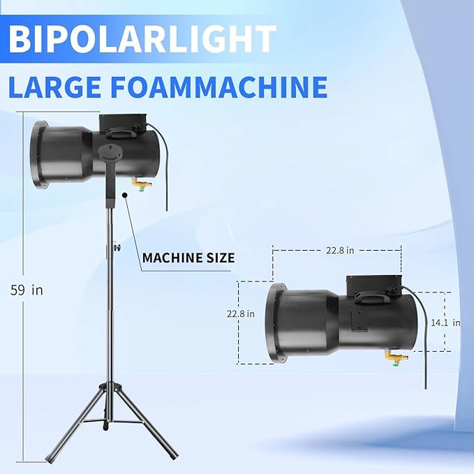 Foam Machine for Party Whit 9 LED Lights, Party Foam Machine with Water Tank, Foam Cannon for Garden, Pool, Indoor, Birthdays, Celebrations, and Backyard Events