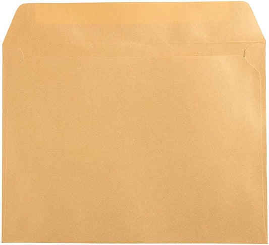 JAM PAPER 9 x 12 Open End Catalog Metallic Envelopes - Gold Stardream - 50/Pack