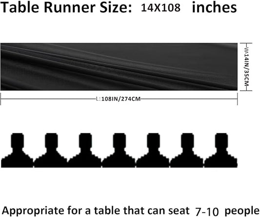 6Pack 9ft Chiffon Table Runner 14x108 Inch Sheer Romantic Table Runner for Wedding Birthday Party Bridal Shower Outdoor Decoration-Black