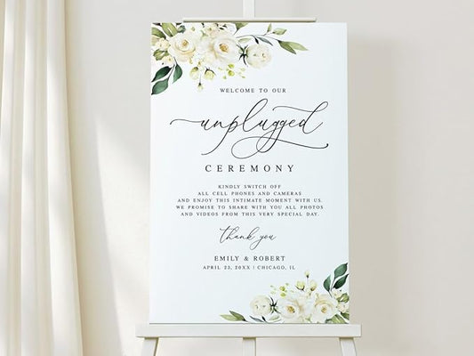 Wedding Welcome Sign, Wildflower Welcome Sign, 12" x 18" (Small), 27" (Medium), 36" (Large), Plastic, Modern, Pole Mount, Weather