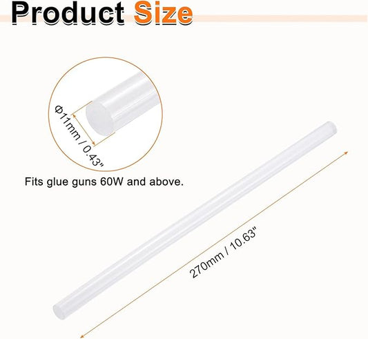 HARFINGTON 10pcs Hot Glue Sticks 0.43" Dia x 10.63" Long EVA Mini Hot Melt Adhesive Glue Stick for Hot Melt Gun Wood Plastic Glass Flowers Fabrics Foam, Clear