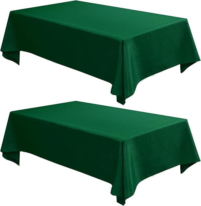 Fitable 2 Pack Faux Linen Christmas Tablecloths, Burlap Textured Table Cloth Rectangle, Decorative Table Covers for Winter Holiday Kitchen Dining Party Farmhouse (Hunter Green, 60 x 120 Inch)