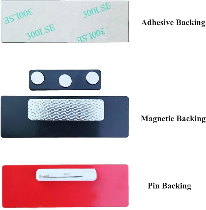 Custom Engraved Name Tag Badges for Business, Personalized Identification with Pin, Magnetic, Adhesive, or Blank Backing, 1"x3", White/Blue Text