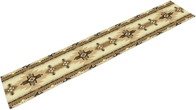 Aztec Table Runner Southwestern Ethnic Style Geometric Navajo Tribe Abstract Pattern Vintage Rustic Table Dinner Table Runner 13x108 Inch