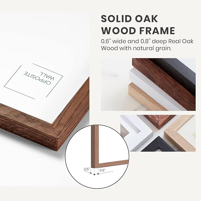 Opposite Wall - 20x30 in - Dark Solid Oak Wood Picture Frame - Lightweight, Versatile & Shatterproof - Wall Hanging Poster or Photo Frame - Wall Decor for Office, Gallery & Home