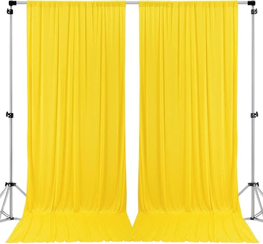 AK TRADING CO. 10 feet x 8 feet IFR Polyester Backdrop Drapes Curtains Panels with Rod Pockets - Wedding Ceremony Party Home Window Decorations - Lemon Yellow