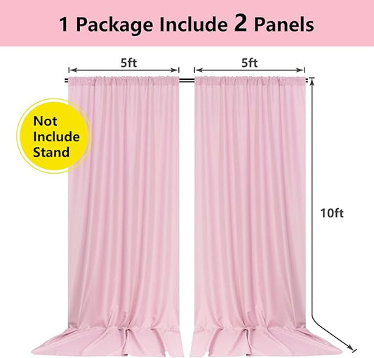 Pink Backdrop Curtain for Parties Rod Pocket Pink Curtains Photography Backdrop Drapes Privacy Fabric Decoration for Birthday Party Wedding Baby Shower Home Decor, 5ft x 10ft, 2 Panels