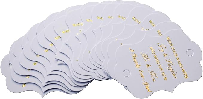 Kingsnow 100 Pack Wedding Ribbon Wand Favor Tags, Ribbon Wands Send Off Tag Exit Wand Tags for Wedding Wands