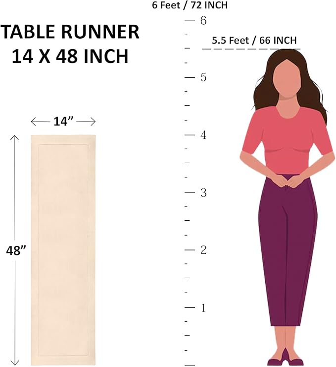 Solino Home Cotton Linen Table Runner 48 Inches - Lavender Ice Hemstitch Table Runner 14 x 48 Inch Ideal for Dresser and Coffee Tables