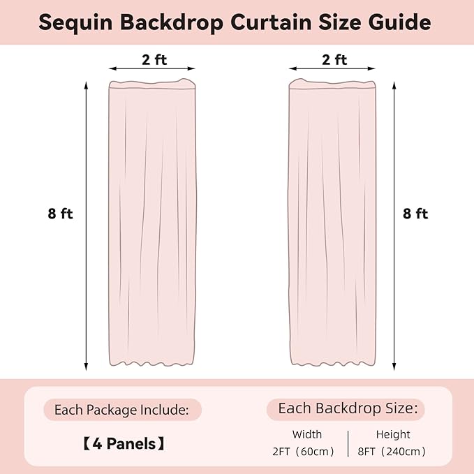 Sugargirl White Sequin Backdrop Curtain 4 Panels 2FTx8FT Glitter White Background Drapes Sparkle Photography Backdrop for Party Wedding Birthday Wall Decoration