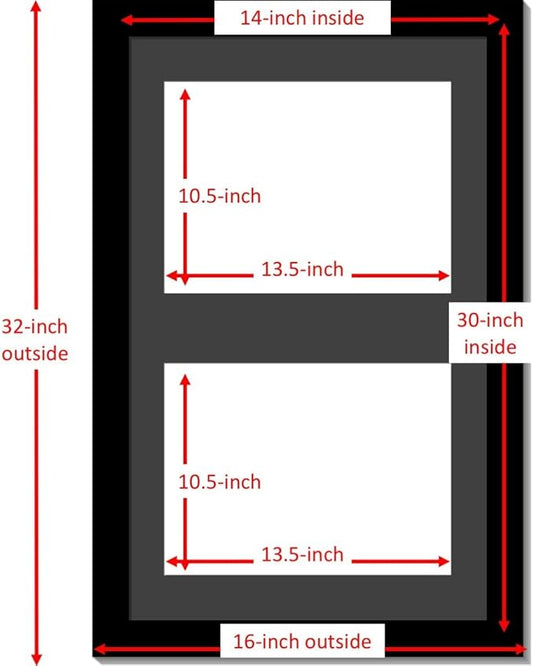 Creative Picture Frames 16X24Bk-B Black Vertical Double Diploma Frame With 2 Opening Black Mat, Holds 2-11X14-Inch Documents With Wall Hanger