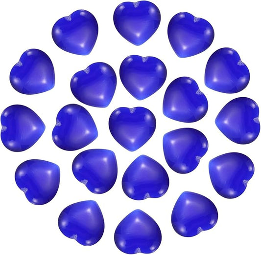 PATIKIL 20 Pcs Natural Heart Shaped Crystal Stone, 0.6 Inch Mini Polished Love Gemstone Crystal, Pocket Rock Engraved Worry Stones for Women Gifts Meditation, Dark Blue Cats Eye