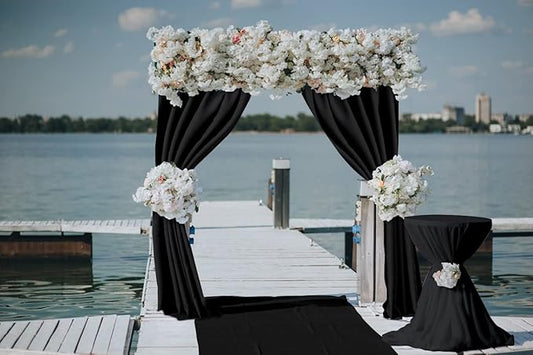 Joydeco Black Backdrop Curtain for Parties, Wrinkle Free Black Backdrop Drapes for Party Home Party, Curtains Backdrop 5ft x 8ft 2 Panels with Rod Pockets