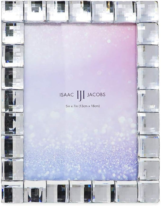 Isaac Jacobs Decorative Sparkling Clear Jewel Picture Frame, Photo Display & Home Décor (5x7, Clear)