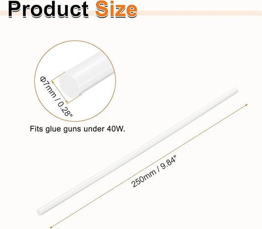 HARFINGTON 10pcs Hot Glue Sticks 0.28" Dia x 9.84" Long EVA Mini Hot Melt Adhesive Glue Stick for Hot Melt Gun Wood Plastic Glass Flowers Fabrics Foam, White