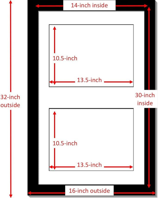 Creative Picture Frames 16X24Bk-W Black Vertical Double Diploma Frame With 2 Opening White Mat, Holds 2-11X14-Inch Documents With Wall Hanger