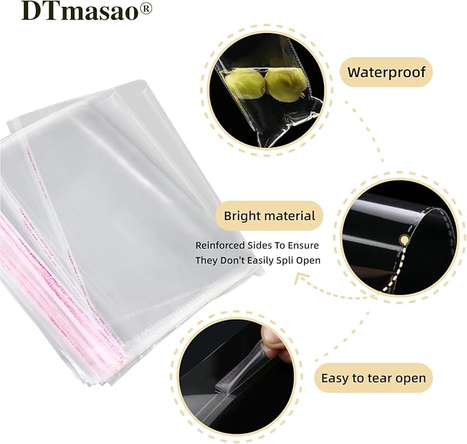4x4 Inches 200 PCS Cookie Bags for Gift Giving,Self Sealing Cellophane Clear Resealable Cellophane Bags Self Adhesive Individual Cookie for Packaging 200Pieces 4"x4"
