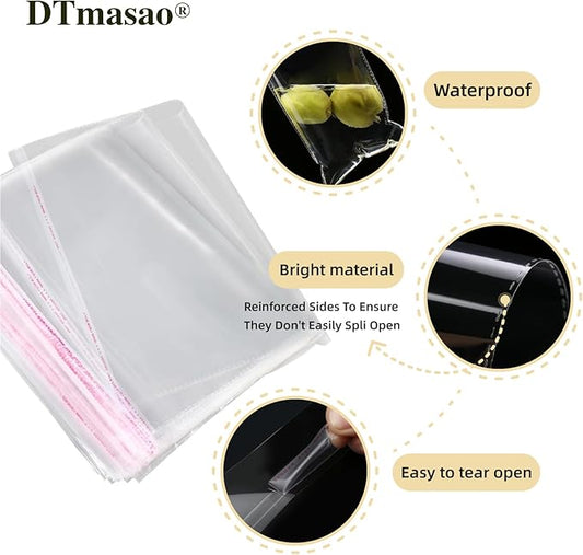 4x4 Inches 200 PCS Cookie Bags for Gift Giving,Self Sealing Cellophane Clear Resealable Cellophane Bags Self Adhesive Individual Cookie for Packaging 200Pieces 4"x4"