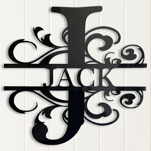 Custom Metal Signs | Name Sign Personalize for Outdoors Last Split Letter Monogram Wall Decor Family Personalized Wedding Gift Housewarming Art Outdoor