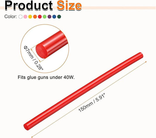 HARFINGTON 10pcs Hot Glue Sticks 0.28" Dia x 5.91" Long EVA Mini Hot Melt Adhesive Glue Stick for Hot Melt Gun Wood Plastic Glass Flowers Fabrics Foam, Multicolor