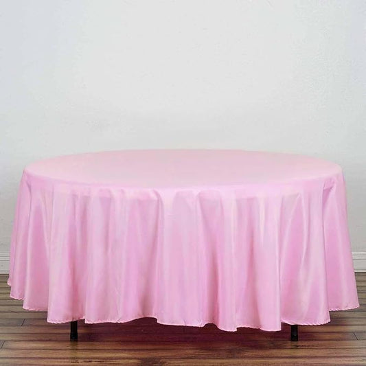 Efavormart Round Tablecloth, 108 Inch Stain & Wrinkle Resistant Washable Table Cloth, Decorative Polyester Fabric Table Cover for Banquet, Wedding, Dining- Pink