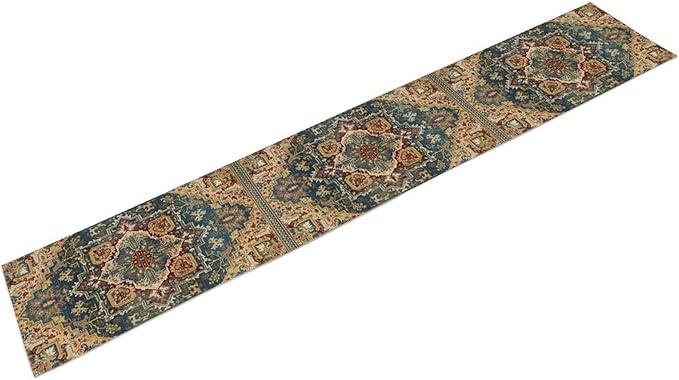 Boho Bohemia Style Table Runner, Country Rustic Farmhouse Vintahe Colorful Geometry Print Table Runner for Home Kitchen Dinner Party Holiday Decor, 13x120inch