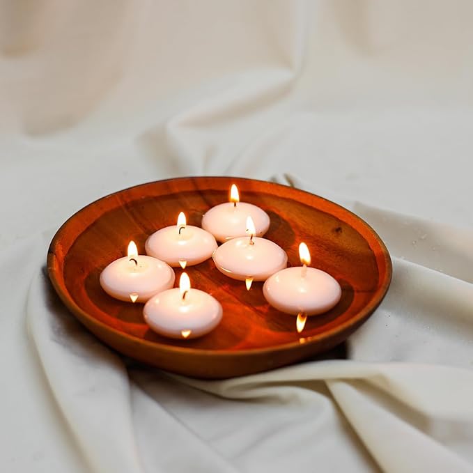 24 Pack Floating Candles, Smoke-Free and odorless, Burning continuously for 5-6 Hours, White, 2-inch Floating Candles, Suitable for Valentine's Day, Weddings, Holidays, Home Decoration……