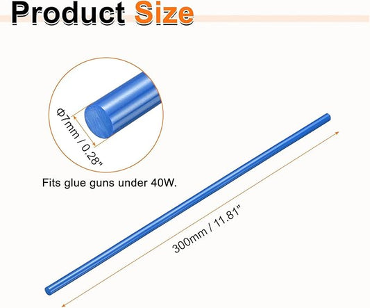 HARFINGTON 10pcs Hot Glue Sticks 0.28" Dia x 11.81" Long EVA Mini Hot Melt Adhesive Glue Stick for Hot Melt Gun Wood Plastic Glass Flowers Fabrics Foam, Blue