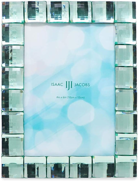 Isaac Jacobs Decorative Sparkling Light Green Jewel Picture Frame, Photo Display & Home Décor (4x6, Light Green)