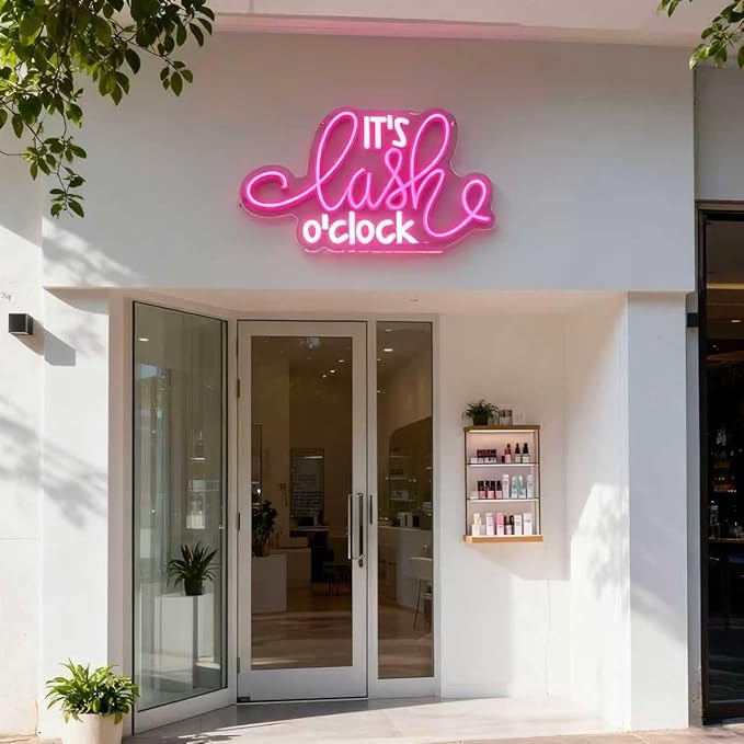 Lash Neon Sign, it's Lash O'Clock Led Neon Light Signs for Wall Decor Beauty Room Salon Nails Business Light up Sign for Lash Techs Girls Christmas Birthday Gift Dimmable USB Powered(14.2"*8.7")